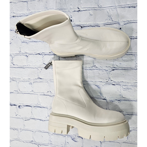 Guess Shoes - GUESS Saleen Ivory Platform Ankle Bootie Boot Back Zip WOMENS SIZE 8.5